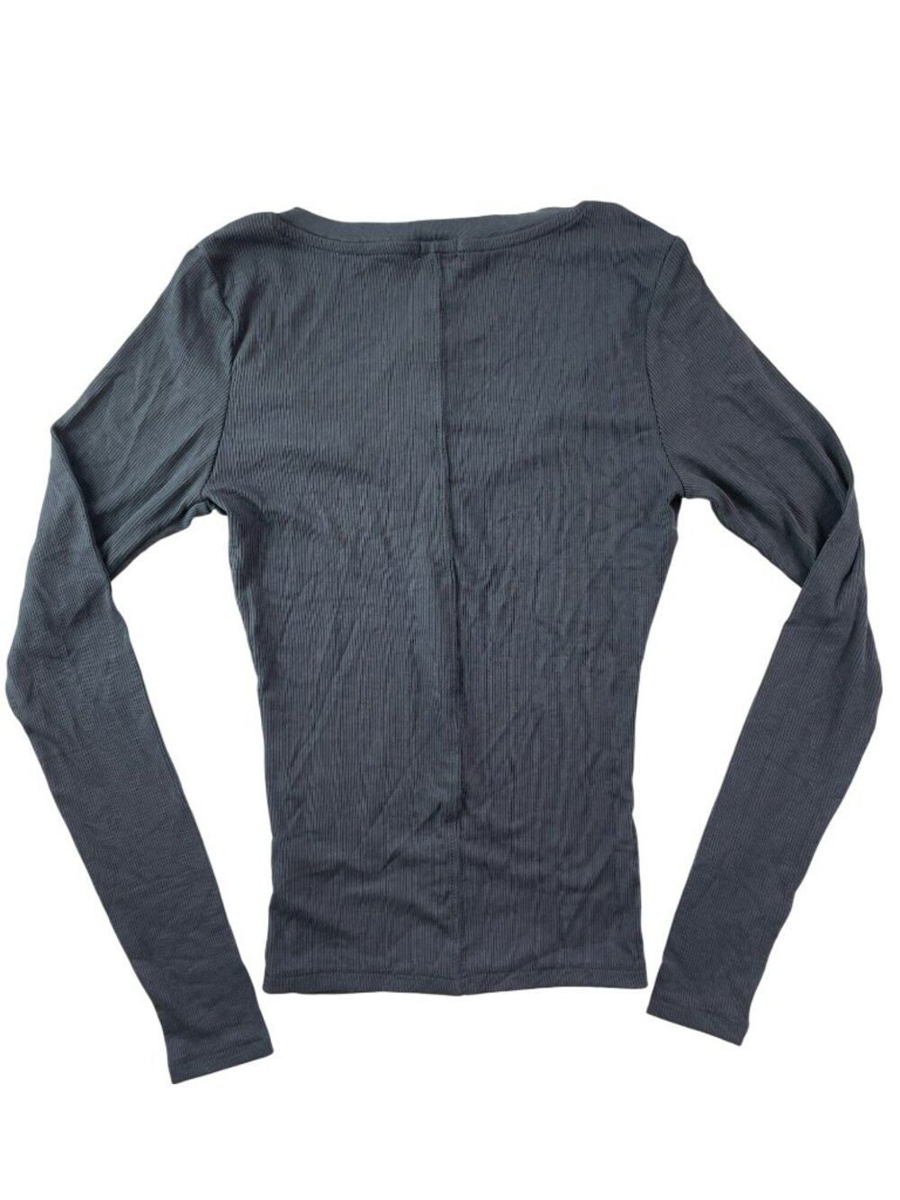 Garage Serene Deep V-Neck Ribbed Long Sleeve Top In Burnt Ash Women's Size S NWT - Picture 2 of 6
